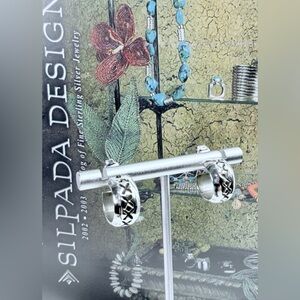 Silpada Very Rare 🦄Sterling Silver Crosshatch Design Hoops on Posts Earrings